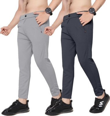 USIGO Comfort Fit Men Dark Blue, Grey Trousers