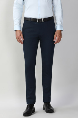PETER ENGLAND Slim Fit Men Dark Blue Trousers