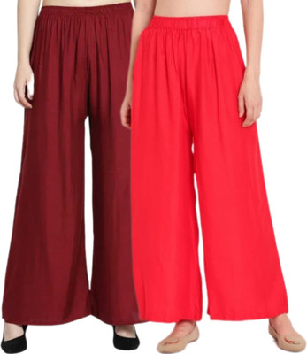 VESTMENT Regular Fit Women Red, Maroon Trousers