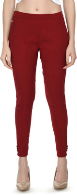 City Fashion Regular Fit Women Maroon Trousers