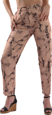 Kraus Jeans Women Marble Print Loose Straight Fit Pants Loose Fit Women Multicolor Trousers
