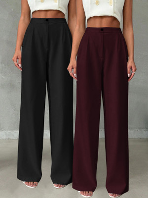 Toochki Relaxed Women Black, Purple Trousers