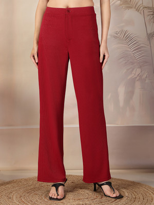 AAYU Relaxed Women Maroon Trousers