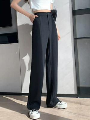 Broadstar Loose Fit Women Black Trousers