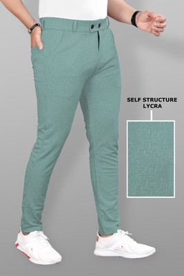 COMBRAIDED Slim Fit Men Green Trousers
