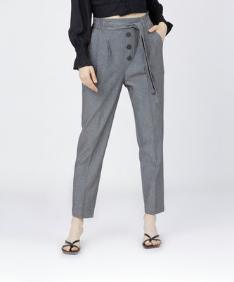 Tokyo Talkies Tapered Women Grey Trousers