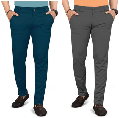 KENDORE Regular Fit Men Dark Blue, Grey Trousers