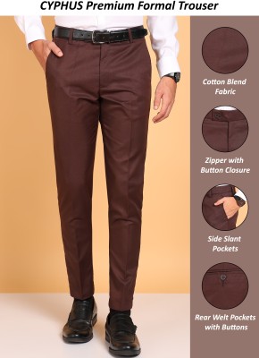 CYPHUS PREMIUM Slim Fit Men Brown Trousers