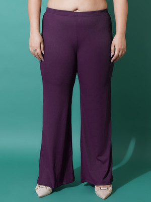 U&F Beyond Slim Fit Women Purple Trousers