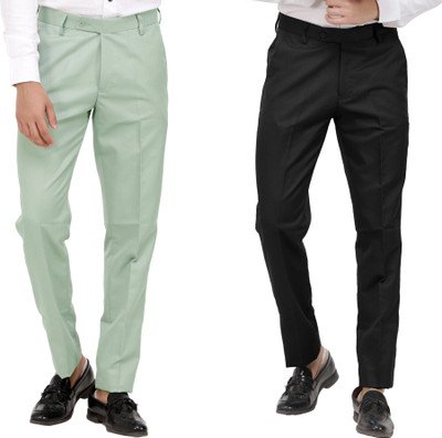 Kundan Regular Fit Men Light Green, Black Trousers