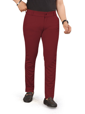ynam Regular Fit Men Maroon Trousers