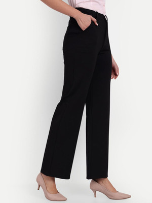 Broadstar Loose Fit Women Black Trousers