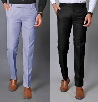 Mensfuture Regular Fit Men Black, Blue Trousers