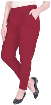 Mohu Regular Fit Women Maroon Trousers