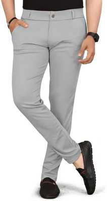 Raienterprises Slim Fit Men Silver Trousers
