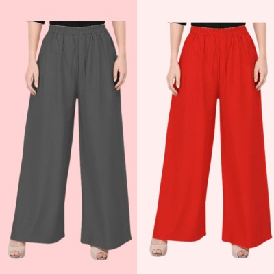 grapcy Regular Fit Women Red, Grey Trousers