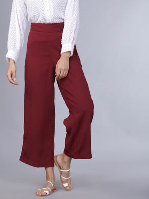 Tokyo Talkies Regular Fit Women Maroon Trousers