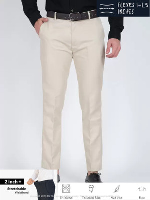 Blends Trendz Regular Fit Men Cream Trousers