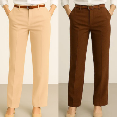 KARIMA INETERNATIONAL Regular Fit Women Beige, Brown Trousers