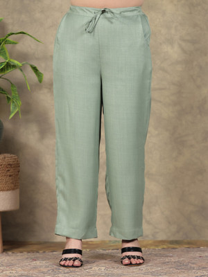 Aramya Comfort Fit Women Light Green Trousers