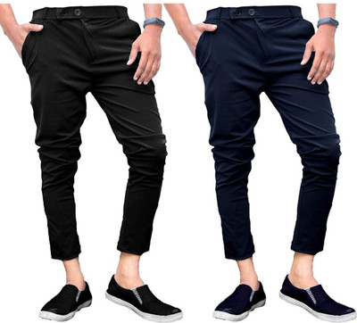 HOC Regular Fit Men Black, Blue Trousers