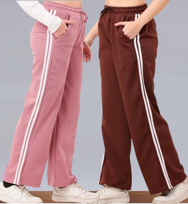 Krishna Enterprises Striped Women Pink, Brown Track Pants