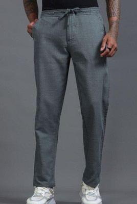 M Q Denim Regular Fit Men Grey Trousers