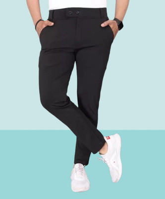 COMBRAIDED Regular Fit Men Black Trousers