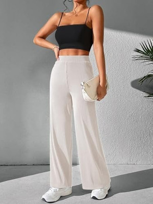 PASSION JUMP Flared Women White Trousers