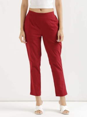 Me Craft Regular Fit Women Maroon Trousers