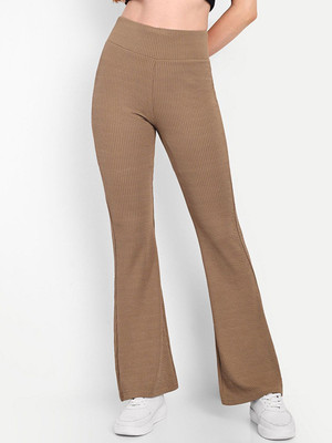 NEXT ONE Flared Women Beige Trousers