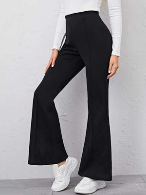 Broadstar Flared Women Black Trousers