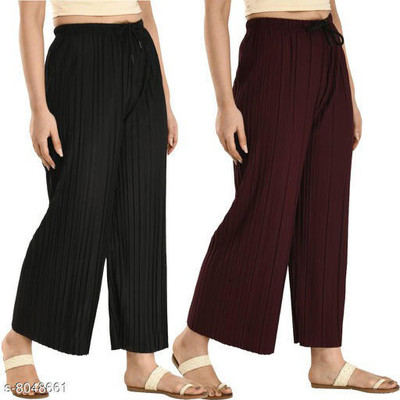 Annectant Relaxed Women Maroon Trousers