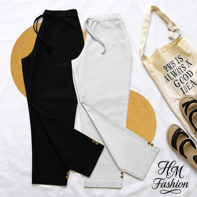 HM Fashion Regular Fit Women White, Black Trousers
