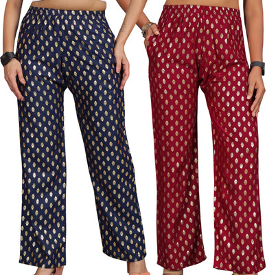 Anti Wrinkle Designer Regular Fit Women Multicolor Trousers