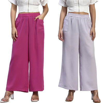 HOE Regular Fit Women Pink, Purple Trousers