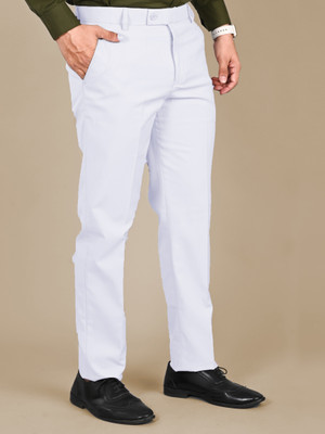 MANCREW Regular Fit Men White Trousers