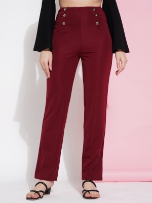 METRONAUT Regular Fit Women Polyester Maroon Trousers