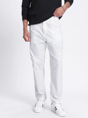 Glitchez Relaxed Men White Trousers