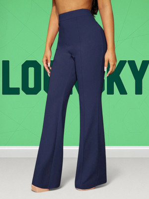 HOC Regular Fit Women Dark Blue Trousers