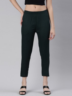 Kryptic Slim Fit Women Green Trousers