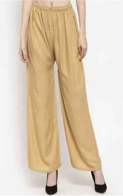 Style Access Flared Women Beige Trousers