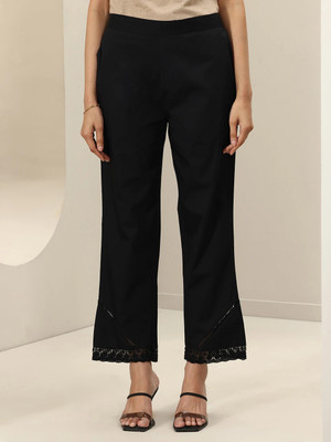 LIBAS Straight Fit Women Black Trousers