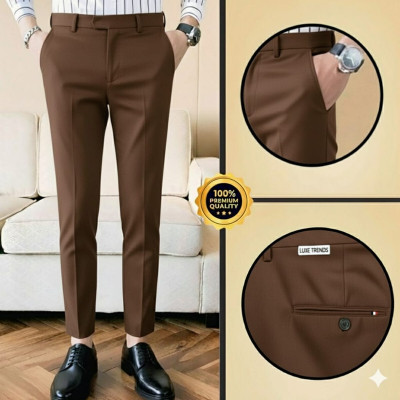 SM Syentex Slim Fit Men Silver Trousers