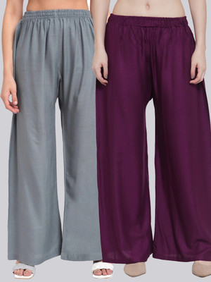 VALLES365 by S.c. Flared Women Purple, Grey Trousers