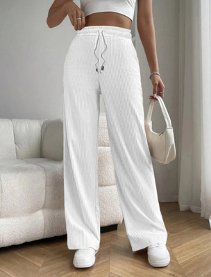 Povaxpo Loose Fit Women White Trousers