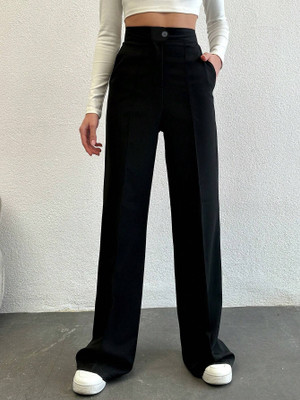 TESSORA Regular Fit Women Black Trousers