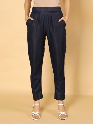 Fabclub Slim Fit Women Dark Blue Trousers