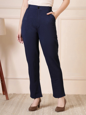 fithub Slim Fit Women Dark Blue Trousers
