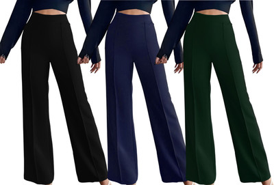 Kintu Parantu Regular Fit Women Black, Blue, Green Trousers